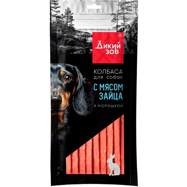 Титбит Колбаса Дикий Зов для собак с мясом зайца и морошкой 85 г