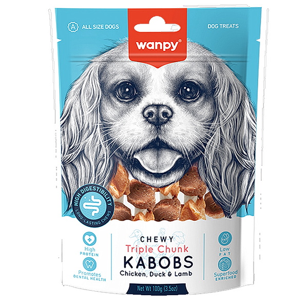 Wanpy Dog Лакомство для собак «мясные шашлычки на жевательной шпажке» 100 г