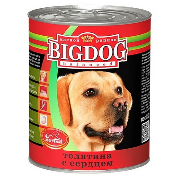 Зоогурман BIG DOG конс. д/соб 850гр Телятина с сердцем