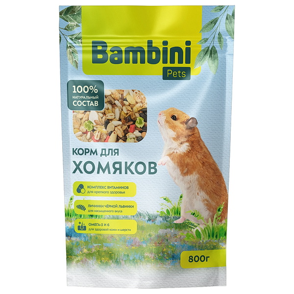 Корм Bambini Pets для хомяков, 800 г 