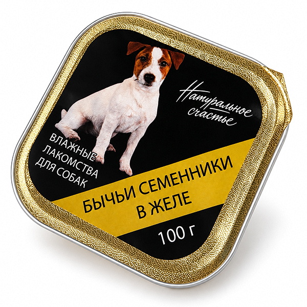 НАТУРАЛЬНОЕ СЧАСТЬЕ конс.д/соб 100г бычьи семенники в желе ламистр