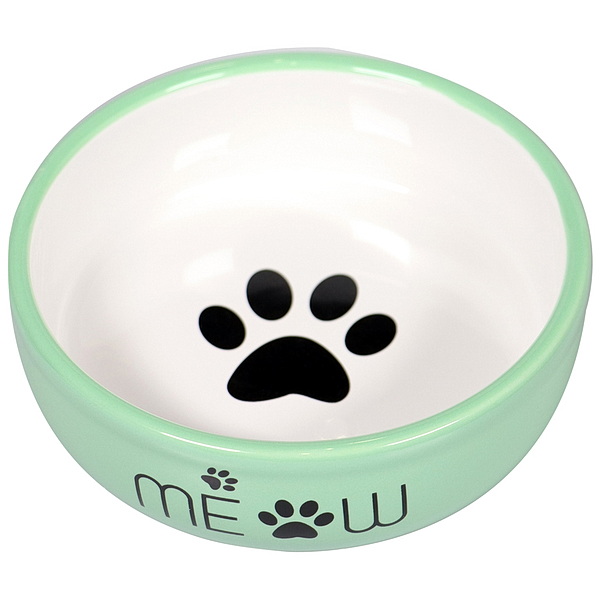 Миска Mr.Kranch керамическая для кошек MEOW 380 мл зеленая