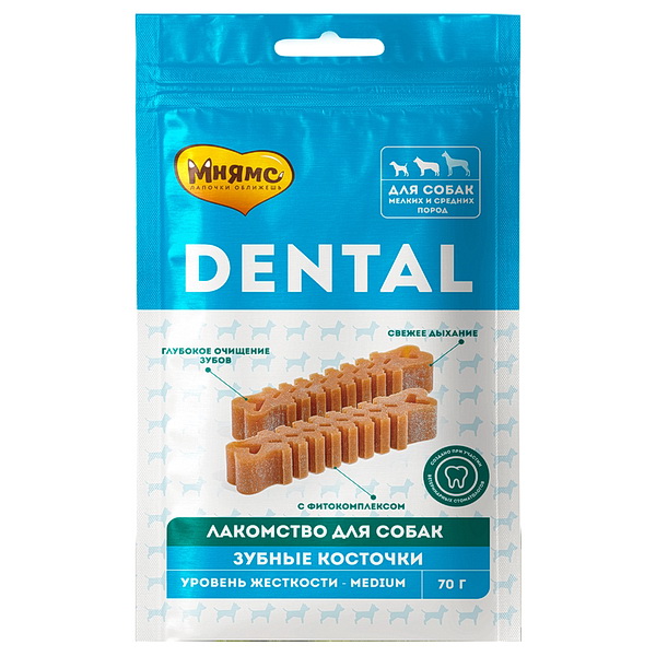 Мнямс DENTAL 70г лакомство д/собак "Зубные косточки"