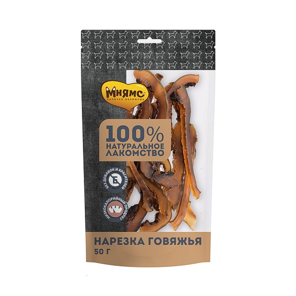 Мнямс лакомство д/собак 50г Нарезка говяжья 