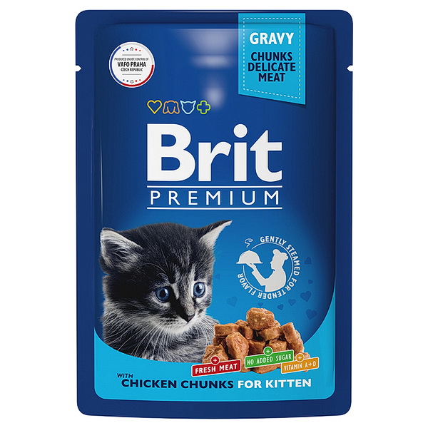 Brit Premium д/котят 85г влажный корм цыпленок в соусе пауч