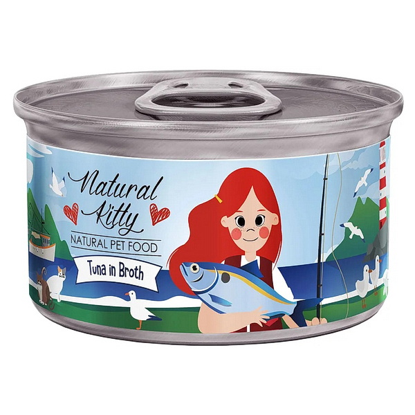 Влажный корм для кошек Петтрик Natural Kitty тунец в бульоне 80 г