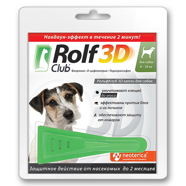 Рольф Клуб 3D капли д/собак 4-10 кг R403