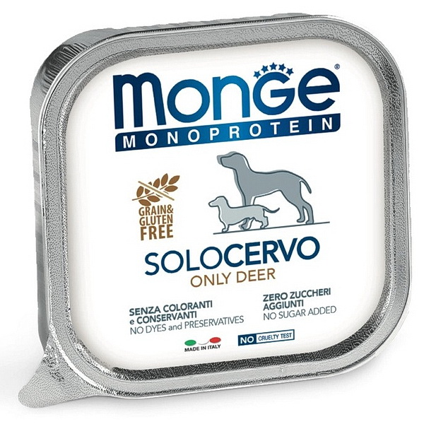 Monge Dog Monoprotein д/собак 150г паштет из оленины ламистр
