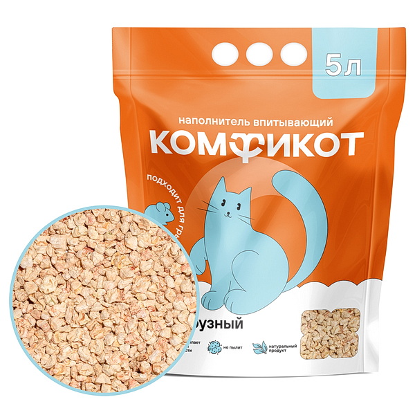 КОМФИКОТ Наполнитель кукурузный впитывающий, 5 л 