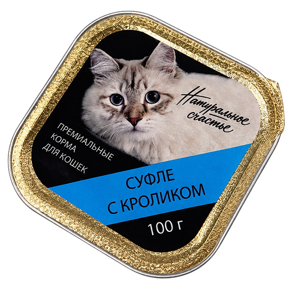 НАТУРАЛЬНОЕ СЧАСТЬЕ конс.д/кош 100г суфле с кроликом