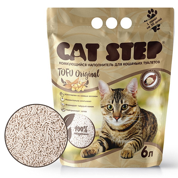 Cat Step 6л д/кошек наполнитель комкующийся тофу Оригинал