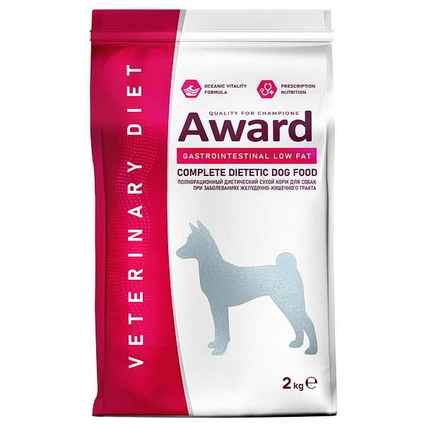 Диетический корм AWARD VETERINARY DIET GASTROINTESTINAL LOW FAT для взрослых собак при заболеваниях желудочно-кишечного тракта 2 кг