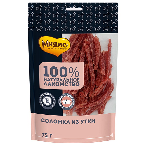 Лакомство Мнямс для собак Соломка из утки 75г (33059)