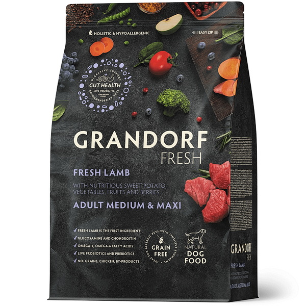 GRANDORF Fresh Dog Adult MED&MAXI Lamb&Sweet Potato (Ягненок с бататом д/средних пород) 10кг