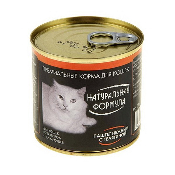 НАТУРАЛЬНАЯ ФОРМУЛА конс.д/кош 250г паштет с телятиной