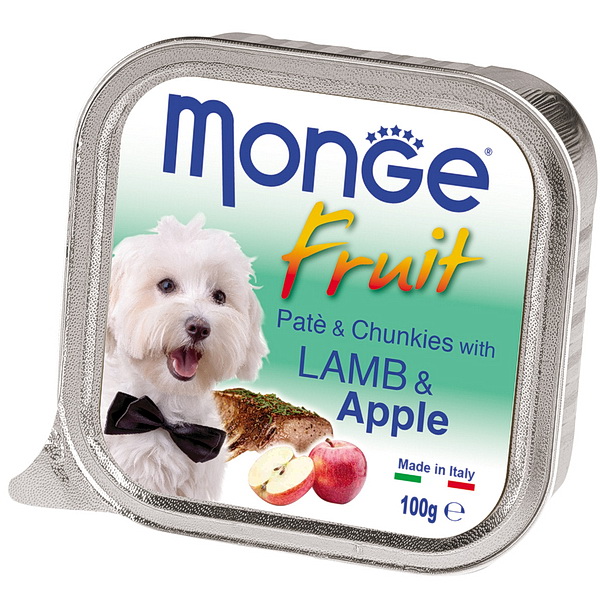 Monge Dog Fruit д/собак 100г паштет из ягнёнка с яблоком ламистр