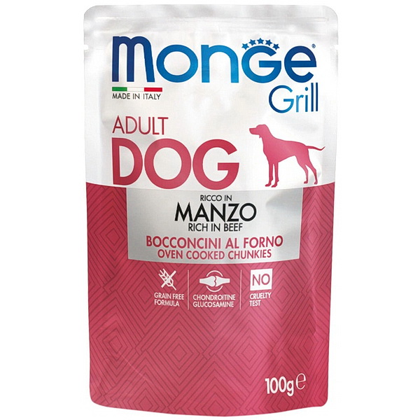 Monge Dog Grill д/собак 100г влажный корм говядина пауч