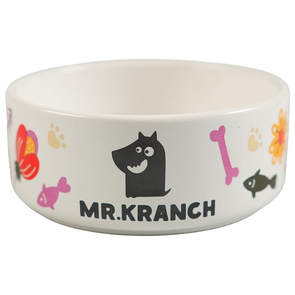 Миска Mr.Kranch керамическая для собак 420 мл Цветы Прованса розовая	