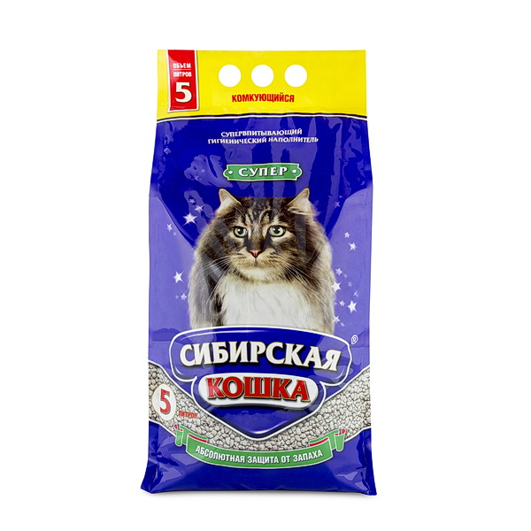 Сибирская Кошка 5л наполнитель д/кошек комкующийся Супер