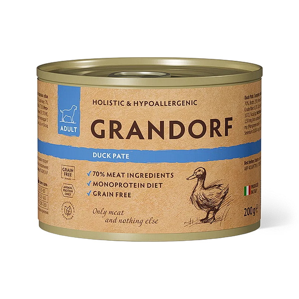 GRANDORF Консервы для собак Паштет из утки 200г