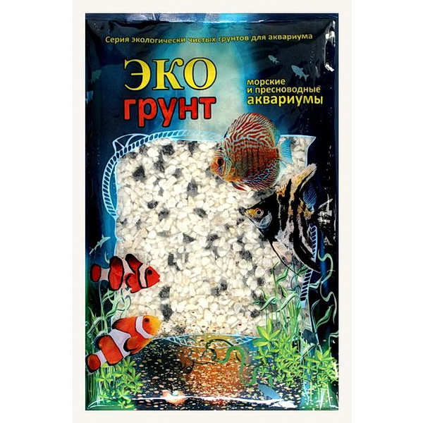Эко Грунт Грунт Кварц чёрно-белый Гавайи 2-4 мм 3,5кг