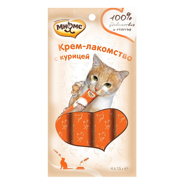 Мнямс д/кошек 15г*4 крем-лакомство с курицей