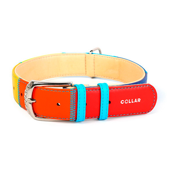 Collar Ошейник Waudog Glamour Радуга 35мм 46-60см