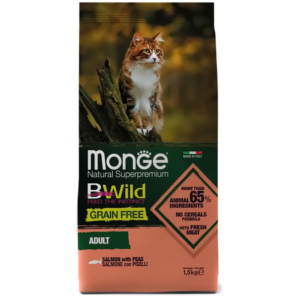 Monge BWild д/кошек 1,5кг сухой корм лосось