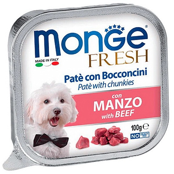 Monge Dog Fresh д/собак 100г паштет из говядины ламистр