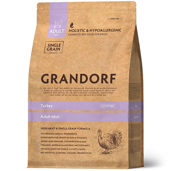 GRANDORF Turkey&Rice Mini 1кг (индейка с рисом для мини пород)
