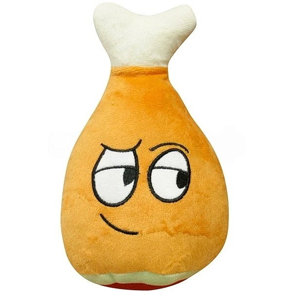 №1 Игрушка для собак Ножка куриная с пищалкой, коричневая, текстиль, 25х15см, 1*80