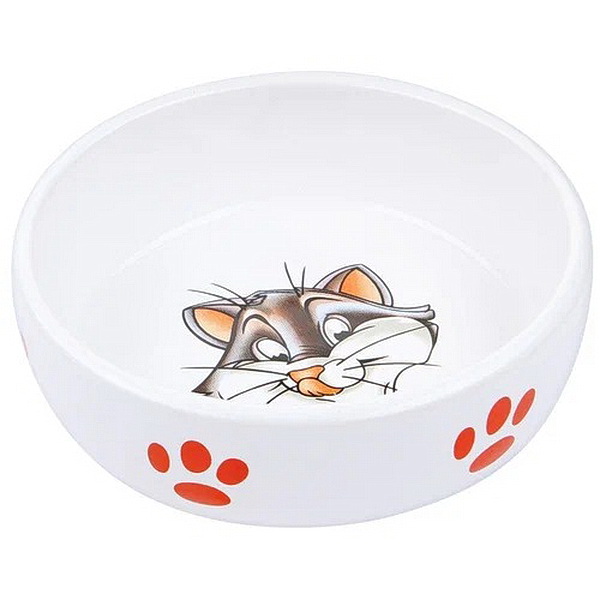 №1 Миска керамическая рисунок "кошка", 13,4*4 см, 290мл