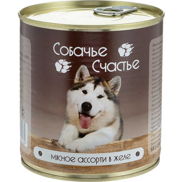 Собачье Счастье конс.д/соб 750г мясное ассорти в желе