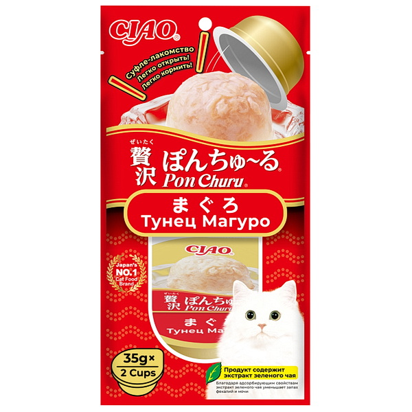 INABA CIAO Лакомство суфле для кошек Pon Churu Тунец Магуро, 35г * 2шт