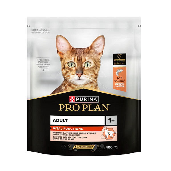Pro Plan д/кошек 400г сухой корм лосось,рис
