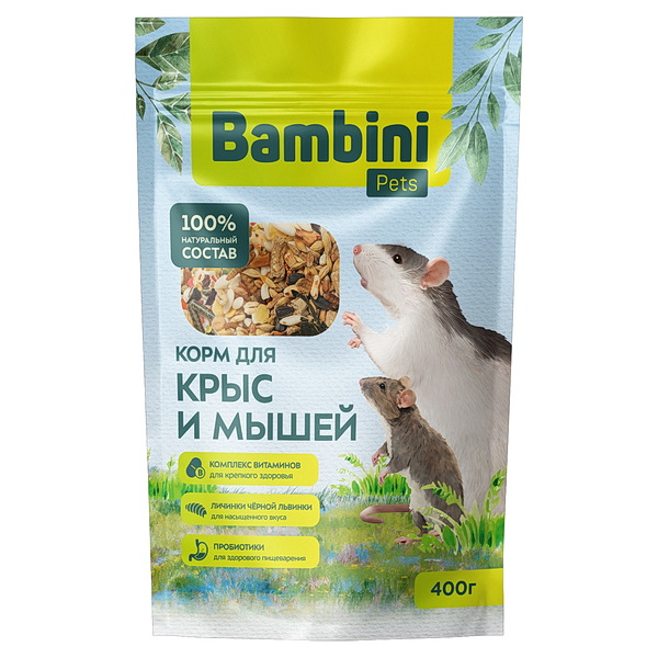 Корм Bambini Pets для крыс и мышей, 400 г