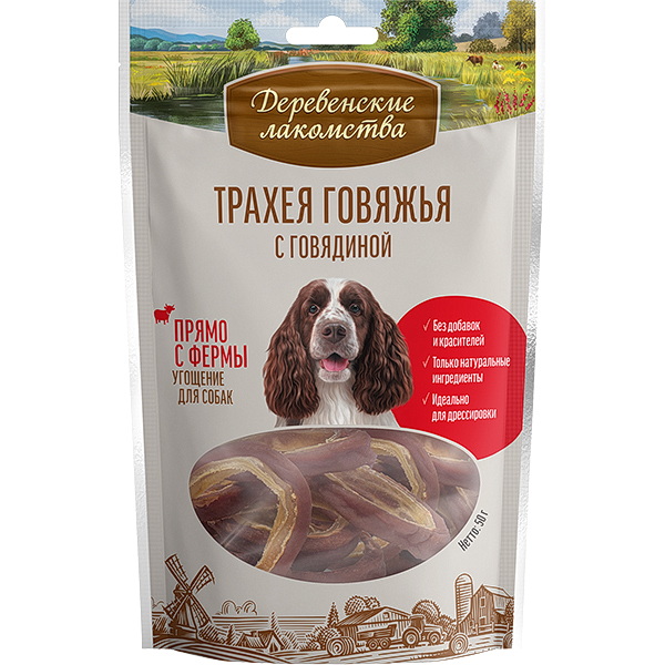Деревенские лакомства Трахея говяжья с мясом говядины, 50г