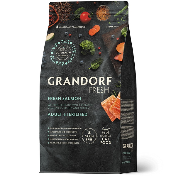GRANDORF Fresh Cat STERILISED Salmon&Sweet Potato (Лосося с бататом д/стерил кошек) 2кг