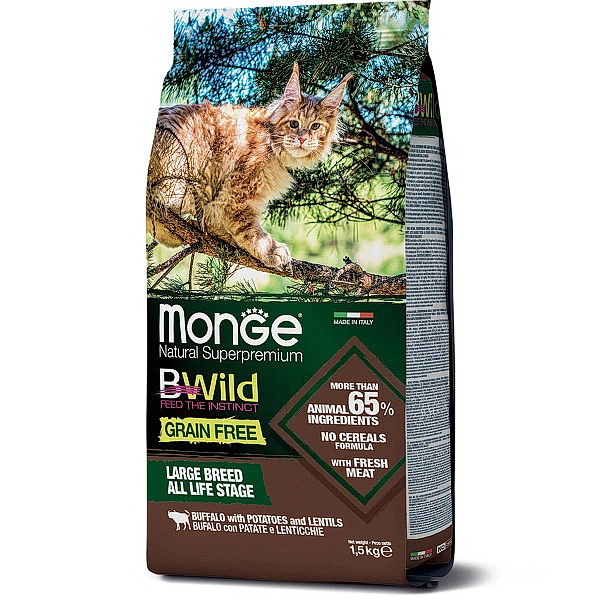 Monge BWild д/кошек 1,5кг сухой корм буйвол