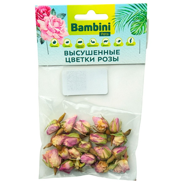 Лакомство Bambini Pets высушенные цветы розы для грызунов и кроликов, 10 г