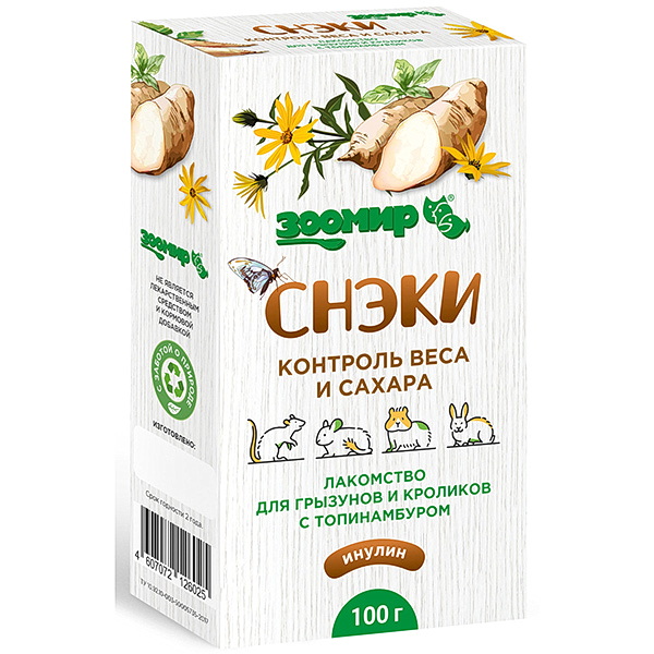ЗВЕРЮШКИ лакомство /грыз.и кроликов "Контроль веса и сахара" с топинамбуром 100г (Зоомир)