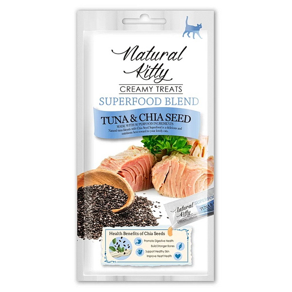 Лакомство для кошек Петтрик Natural Kitty крем-суп Тунец с семенами чиа, 4х12 гр.