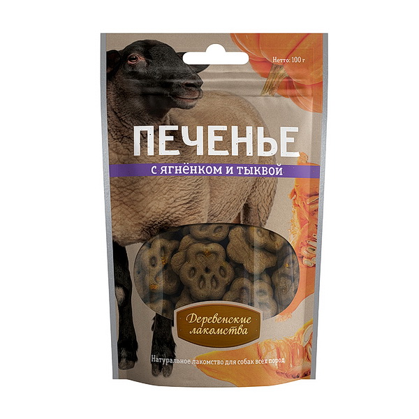 Деревенские лакомства Печенье д/соб с ягненком и тыквой 100г