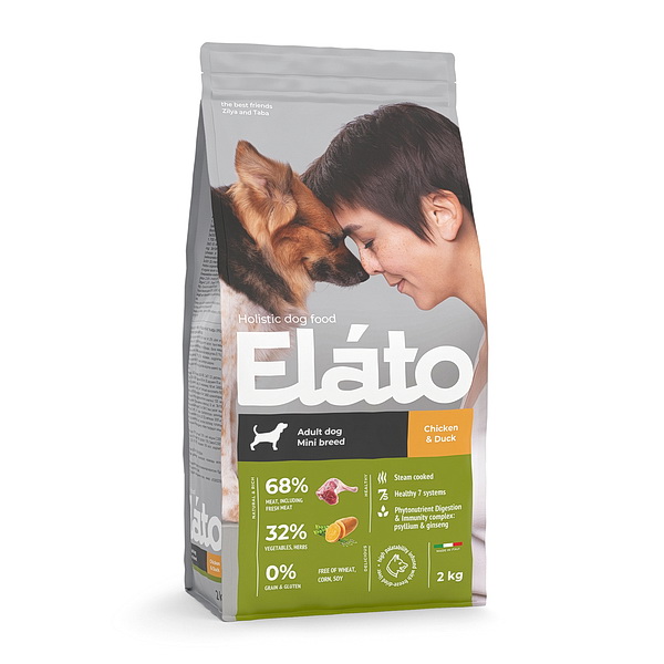 Elato Holistic корм для взрослых собак мелких пород с курицей и уткой, 2кг
