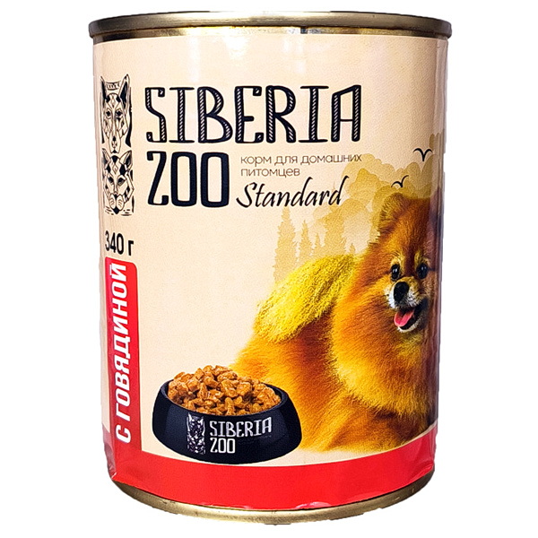 Siberia ZOO Влажный корм для собак, Говядина 0.34кг